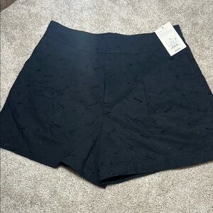A New Day Black Eyelet Embroidered High Waisted Shorts Size 6